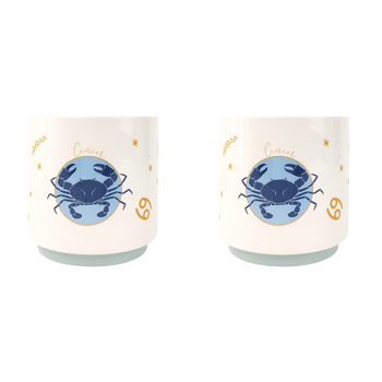 2x Urban Cancer Zodiac 13cm Ceramic Planter Pot Small - Blue