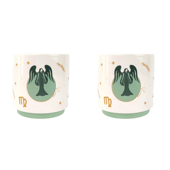 2x Urban Virgo Zodiac 13cm Ceramic Planter Pot Small - Green