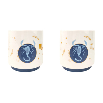 2x Urban Scorpio Zodiac 13cm Ceramic Planter Pot Small - Blue