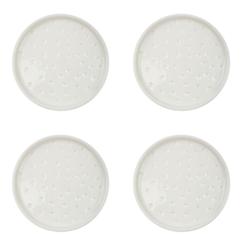 4x Urban 14cm Spotted Ceramic Saucer Home/Garden Plant Plate Small White