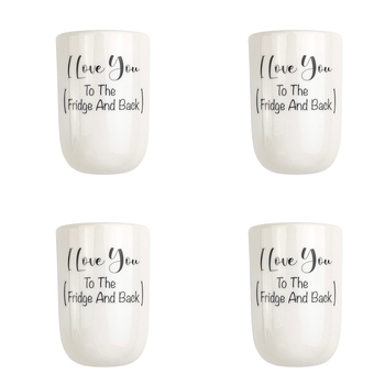 4x Urban I Love You To The Fridge & Back 10cm Magnet Ceramic Planter Pot White