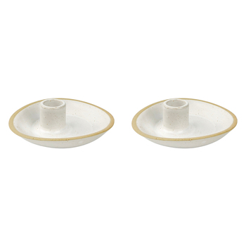 2x Urban 4cm Ceramic Single Tapered Candle Holder - White