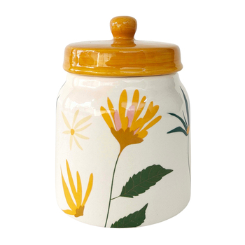Urban 16.5cm Cassia Floral Ceramic Jar w/ Lid - Peach/Green