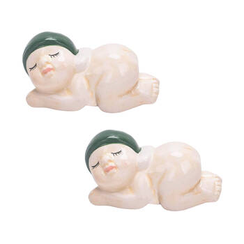 2PK Urban May Gibbs Sleeping Gumnut Baby Ornament Green 5x9cm