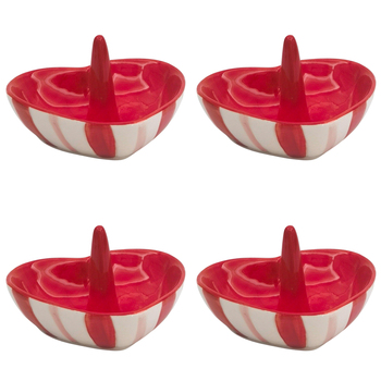 4PK Urban Heart Ring Holder Red Pink 9cm Decorative Home Decor