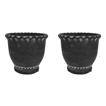 2x Urban Marie 13cm Ceramic Planter Pot Medium - Charcoal