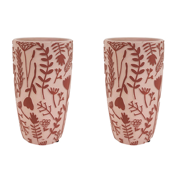 2x Urban Alex Floral 21cm Ceramic Plant/Flower Vase Large - Pink/Red