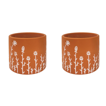 2x Urban Riya 10.5cm Ceramic Plant Pot Planter Small - Terracotta
