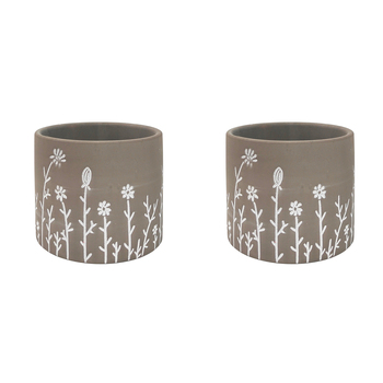 2x Urban Riya 10.5cm Ceramic Plant Pot Planter Small - Grey
