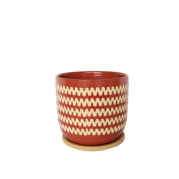 Urban Onyx 18cm Ceramic Planter Pot w/ Saucer Large - Berry/Sand