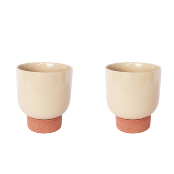 2x Urban Prim Tall 19cm Ceramic Planter w/ Saucer Medium - White/Terracotta