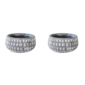 2x Urban Leah Round 17cm Concrete Planter Garden Plant Pot Medium - Black