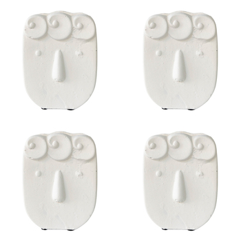 4x Urban Curly Hair Face 14cm Concrete Plant/Flower Vase Display Small - White