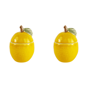 2x Urban 12.5cm Lemon Jar Snacks/Treats Container w/ Lid - Yellow