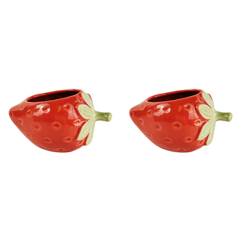 2x Urban 14cm Ceramic Strawberry Planter Home/Garden Decor - Red