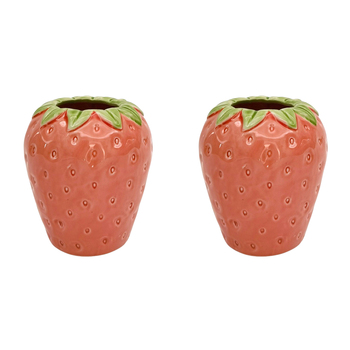 2PK Urban Strawberry Vase Pink 13cm Decorative Home Decor