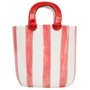 Urban Stripe Handbag Vase Pink 23cm Decorative Home Decor
