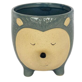 Urban Hedgehog 14.5cm Ceramic Planter Ornament Display Pot Large - Orange