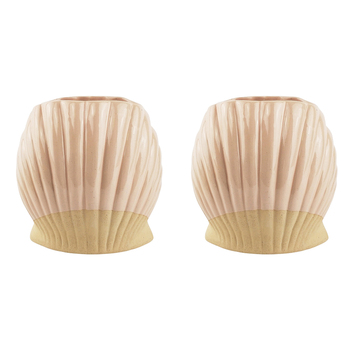 2x Urban Clam Shell 17cm Ceramic Planter Flower Pot - Pink