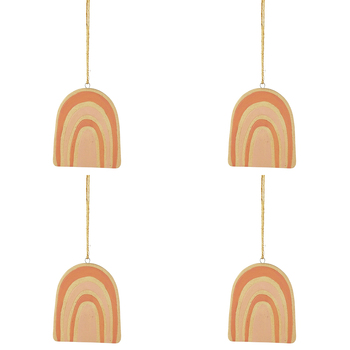 4x Urban 10cm Rainbow Ceramic Garden Hanging Charm - Pink
