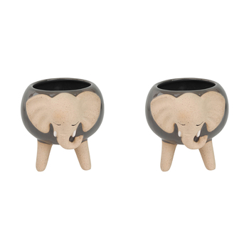 2x Urban Elephant 9cm Ceramic Planter w/ Legs Small - Grey