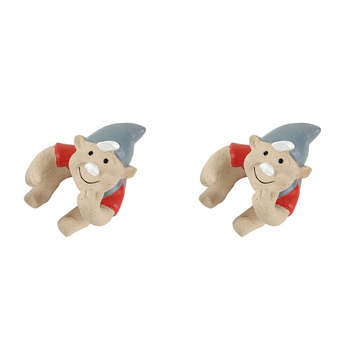 2x Urban 8cm Ceramic Gnome Pot Hanger Figurine - Assorted