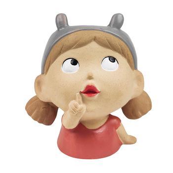 Urban 16cm Sarah Cute Girl Ceramic Planter Medium - Pink/Grey