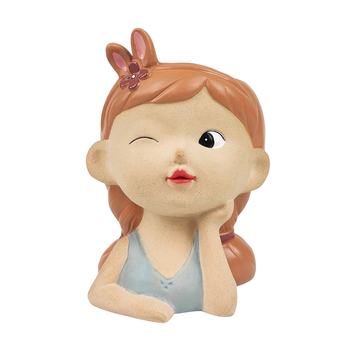 Urban 20cm Sarah Cute Girl Ceramic Planter Large - Blue/Orange