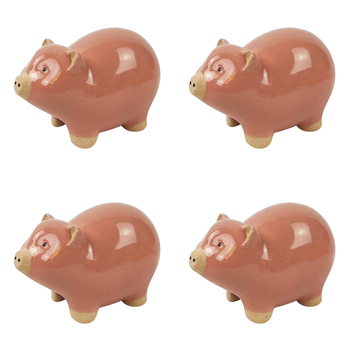 4x Urban 9cm Ceramic Pig Pot Hanger Figurine Decor - Pink