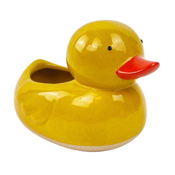 Urban 12cm Ducky Ceramic Planter Garden Plant Pot Medium - Yellow