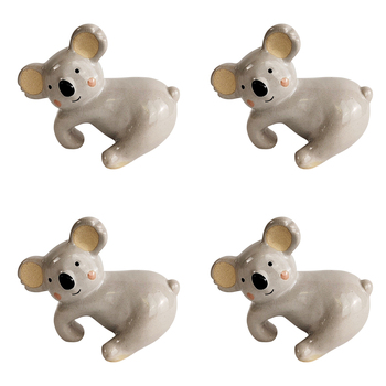 4x Urban 8cm Koala Plant Pot Hanger Garden Decor - Grey