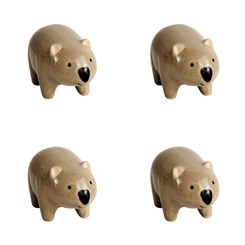 4x Urban 5.5cm Ceramic Wombat Plant Pot Hanger Garden Decor - Grey
