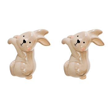 2PK Urban Products Rabbit Pot Home Decor Hanger Grey 9cm