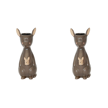 2PK Urban Kangaroo Vase Grey 23cm Home Decorative Garden Decor