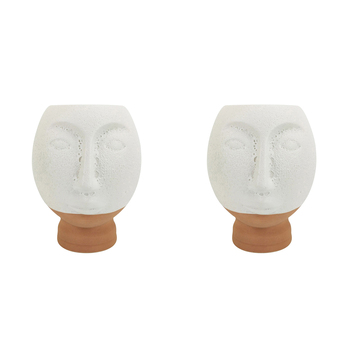 2x Urban Kendall Face 18cm Ceramic Plant/Flower Vase Display Small - White