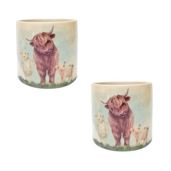 2PK Urban Highland Friends Animal Home/Garden Plant Pot Brown Planter 17cm