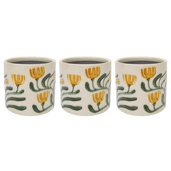 3PK Urban Pilbra Stoneware Vessel Planter Pot XS 7x8cm Green/Yellow