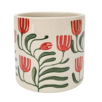 Urban Pilbra Stoneware Planter Pot Small 12cm Green/Red