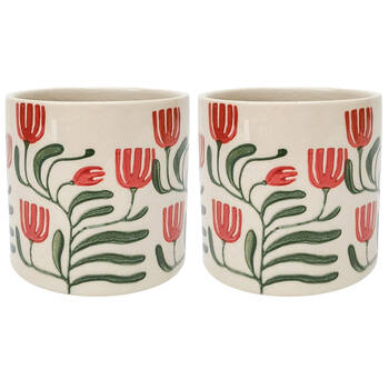 2PK Urban Pilbra Stoneware Planter Pot Small 12cm Green/Red