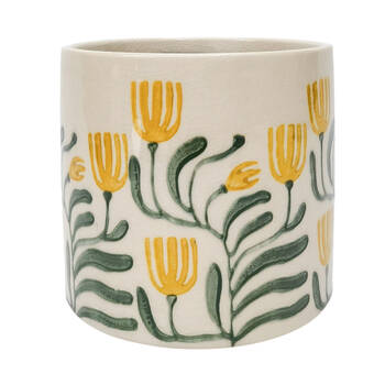 Urban Pilbra Stoneware Planter Pot Medium 14cm Green/Yellow