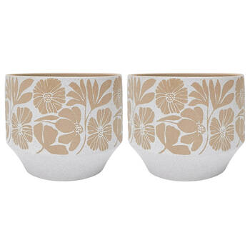 2PK Urban Matisse Stoneware Planter Plant Pot 13x17cm White