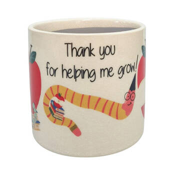 Urban Bookworm Thank You Stoneware Outdoor Planter Pot 12x11cm Red