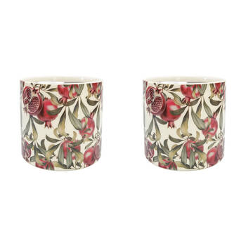 2PK Urban Pomegranate Stoneware Outdoor Planter Pot 14x13cm Green/Red