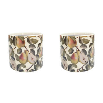 2PK Urban Pear Stoneware Outdoor Garden Planter Pot 14x13cm Green