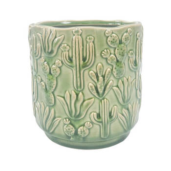 Urban Cactus Stoneware Outdoor Garden Planter Pot 15x14cm Green