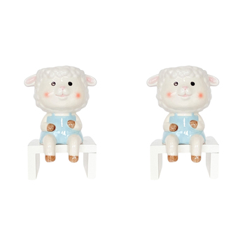 2PK Urban Products Sitting Sheep Planter White Light Blue