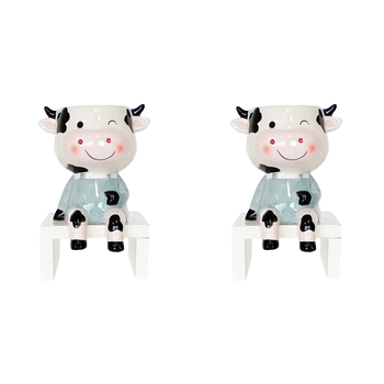 2PK Urban Products Sitting Cow Planter White Sage 14cm