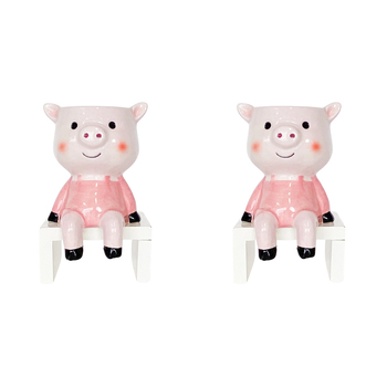 2PK Urban Products Sitting Pig Planter Light Pink Pink 14cm