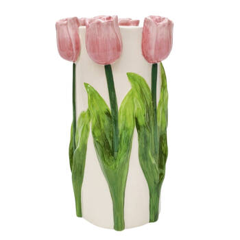 Urban Tulip Flower Vase Ceramic 24x14cm Pink/White
