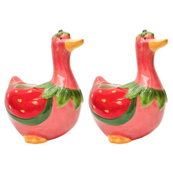 2PK Urban Strawberry Duck Ceramic Planter Pot 20x17cm Pink/Red
